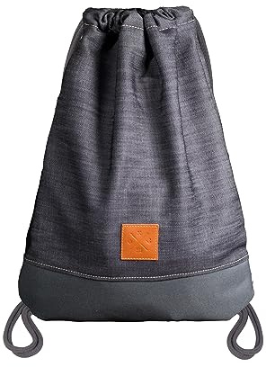 Manufaktur13 Grey Denim Sports Bag - Jeans/Oxford Rucksack, Gym Bag, Turnbeutel, Sportbeutel, Beutel, Tasche, M13