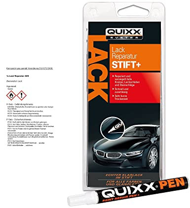 QUIXX Lack Reparatur-Stift für extrem tiefe, breite Kratzer und Steinschläge, Lackstift, Kratzerentferner Lackschaden, 12ml