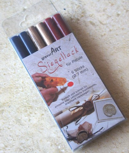 7mm Siegellack (brechbar) für Pistole - 6er Pack Mix bordeaux, dunkelblau, gold