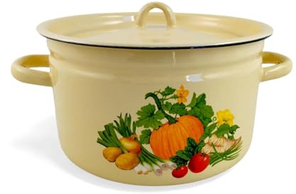Emaille Kochtopf Topf 4 Liter ca 23cm Durchmesser mit Motiv/Retro Nostalgie Geschirr