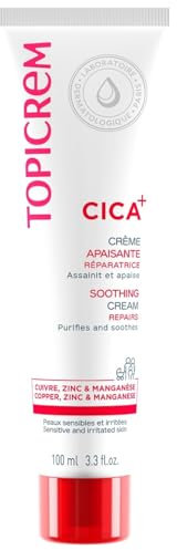 Topicrem - CICA+, Crème Apaisante au Zinc et à l’Acide Hyaluronique - Apaise les Irritations Cutanées - Soin pour Peau Sensible, Bébé, Enfant, Adulte - Fondante, sans Parfum - Tube 100 ml