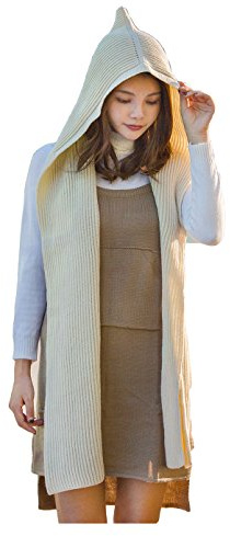 UK_Stone Unifarbe Mutter und Kinder Gestrickt Kapuzenschal Schal Mütze Set