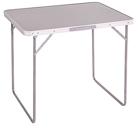 LOLAhome Mesa de Camping Plegable de Acero con encimera Efecto Madera Gris de 80x60x70 cm