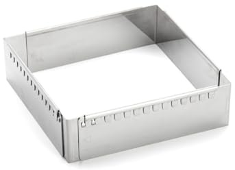De Buyer - Cadre à entremets carré extensible en inox - 16 x 16 x 5 cm (max 30 x 30 x 5cm) -, Gris