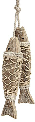 2 Hänger Fisch mit Schnur zum Aufhängen Deko Holz Fische Anhänger Hängedeko Maritim Meer Dekoration,Holz Fische Anhänger Hängedeko Maritim Meer Dekoration