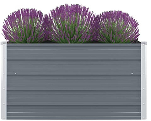 vidaXL Jardinière Bac à Plante Pot à Fleurs Bac à Fleurs Légumes Herbes Véranda Jardin Patio Extérieur 100x100x45 cm Acier Galvanisé Gris