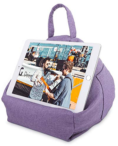 MoKo Tablet Kissenständer, Weicher Sitzsack Kissenhalter für bis zu 12.9 Tablet iPad 10.2 2019, iPad 10.2 10th, Air Mini 1 2 3 4 5, Pro 11 2022 - Hell Violett