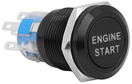 Interruttore avviamento motore, interruttore pulsante motore auto 12V | Interruttore accensione accensione push con luce LED bianca per veicoli auto(Nero)