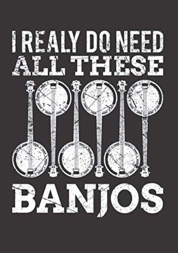Notizbuch A5 liniert mit Softcover Design: Bluegrass County Musik Banjo Musiker Instrument Banjolele: 120 linierte DIN A5 Seiten