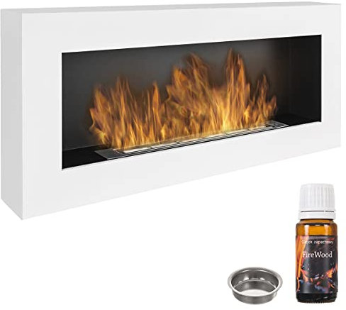 Biokamin Nice-House Box 90x40cm. 900x400mm Bio Ethanol Kamin wandkamin Weiß. EIN kastenförmiger Bio Kamin zum Aufhängen an der Wand. Bioethanol Kamin ohne Glas.