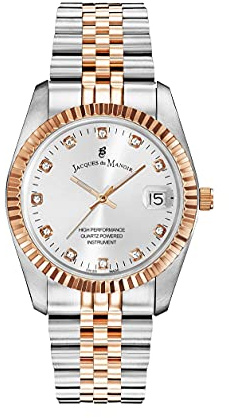 Jacques Du Manoir Damenuhr - Inspiration, 36 mm Analog Quarzuhr mit Edelstahl Armband