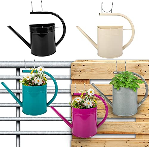 alles-meine.de GmbH Hänge - Topf/Blumentopf/Wandvase/Hängetopf Farbwahl Ø 35 cm - Metall - bunt - Gießkanne - HALB RUND - Hängend/mit Haken & Halterung - Aufhängen - ..