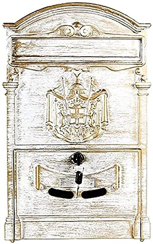 LIOYUHGTFY Letterbox Mailbox Modern Mailboxes for Outside Locked Mailbox Decorative Outdoor Mailbox Mailbox 902(Color:White Brush Gold)