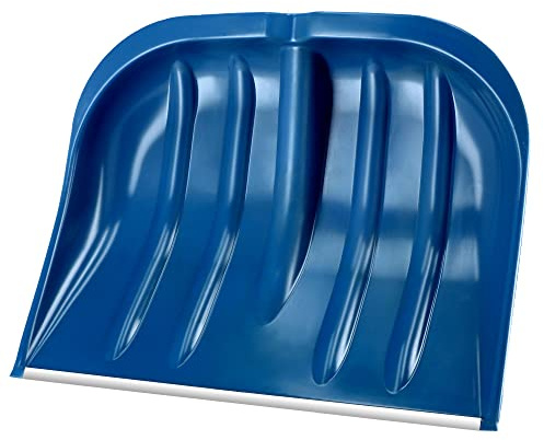 KADAX Pelle à neige de 49 cm de large sans manche Pelle à neige Pelle à neige en plastique Pelle à neige (1, bleu avec bord en tôle)