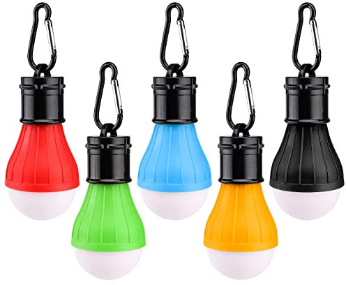 5 Pcs Camping Lights LED Tent Lights with Carabiner Clips Outdoor Mini Camping Lantern Portable LED Tent Lantern Lamp 3 Lighting Modes Hanging Light Waterproof Emergency Camping SOS Signal Light