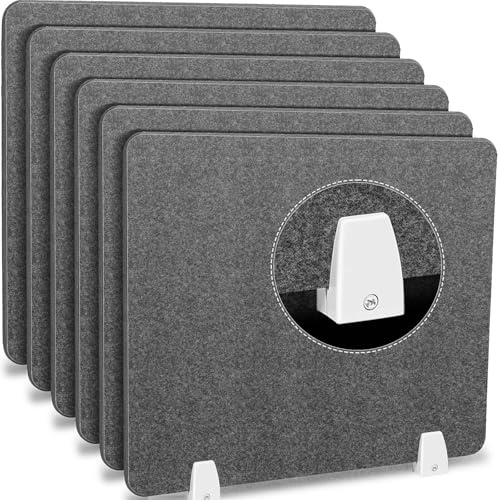 Schreibtisch-Trennwand mit Aluminiumschutzklemmen für Büro, Studenten, schalldicht, reduziert Lärm, visuelle Ablenkungen, 6 Stück, 50,8 x 61 cm, Grau