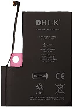 DHLK® TI Line Batterie Compatible avec iPhone 12 Pro Max (A2342, A2410, A2412, A2411) - Capacité 3687 mAh