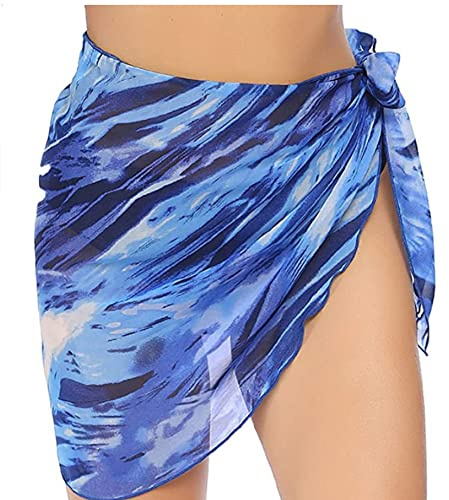Strand Wrap Sarong Vertuschung Chiffon Badeanzug Wickelröcke,Blau