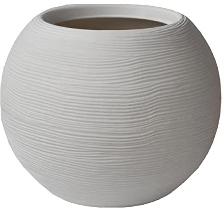 VASAR Vaso da tavolo CASPÒ SHABBY RIGATO Ø30 H24 BIANCO PERLA