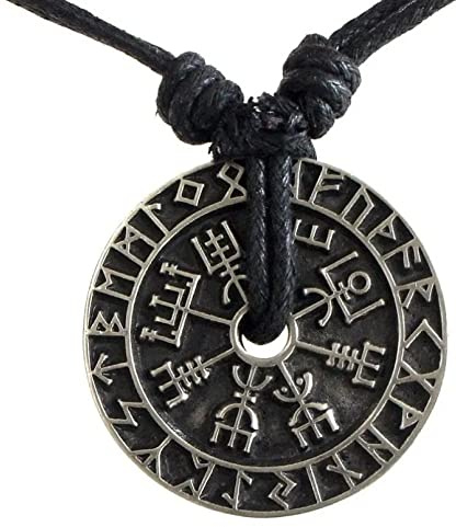 Halskette Anhänger Herren Vintage Wikinger Rune Kompass Anhänger Halskette Hochwertiges Metallamulett für Männer Accessoires Halskette Schmuck Geburtstagsgeschenke für Frauen Männer