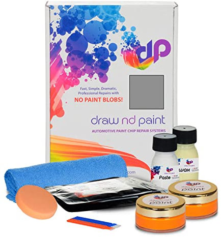 DrawndPaint Ausbesserungslack Lackreparaturset Kratzerentfernung Autolackrapatur Steinschlägen Kratzern am Auto Lackstift geeignet für Mercedes Silbergrau Matt - 7746, L