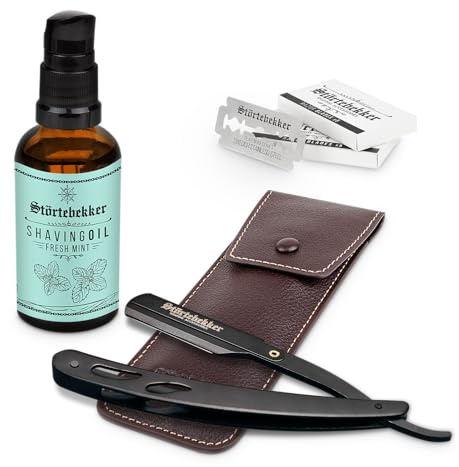 Störtebekker Premium kontur set – högkvalitativt rakset för perfekt rakning – inklusive rakkniv och rakning olja – rakning och skäggvårdsset för män – perfekt presentidé män