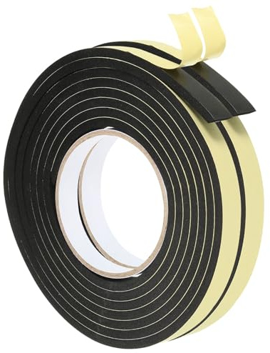 PATIKIL 3m/10ft Sealing Foam Tape, 2Rolls Single Sided Weather Stripping Door Seal Strip for Window Door Insulation, Black (5/8In x 1/4In x 10Ft)