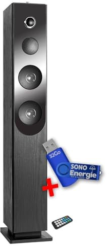 Tour de Son Blacktower+ avec Lecteur CD, Bluetooth, FM et USB, 100W + télécommande + Clé USB 32Go