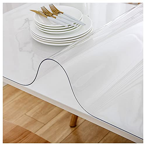 LAVOUP Tischschutz transparent 2 mm PVC abwischbar wasserdicht für Zuhause | , Küche 80 x 120 cm, transparent