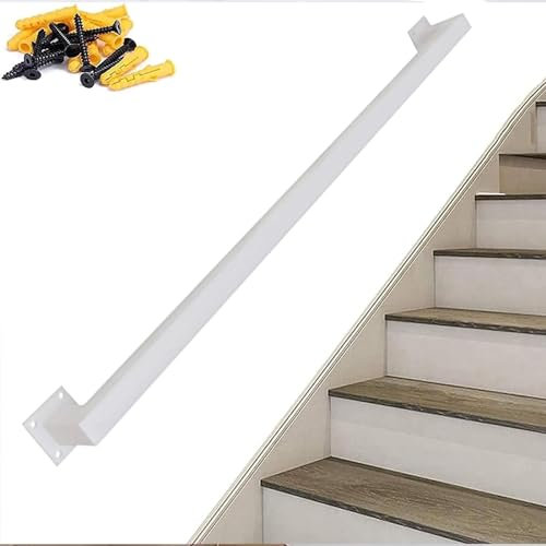 Whnoorher Industrie-Treppengeländer-Handlauf, weiße Schmiedeeisen-Treppenhandläufe, Wandmontage-Handläufe für den Innen- und Außenbereich, Haltegriff aus verzinktem Rohr – Komplettset (Size : 570cm)