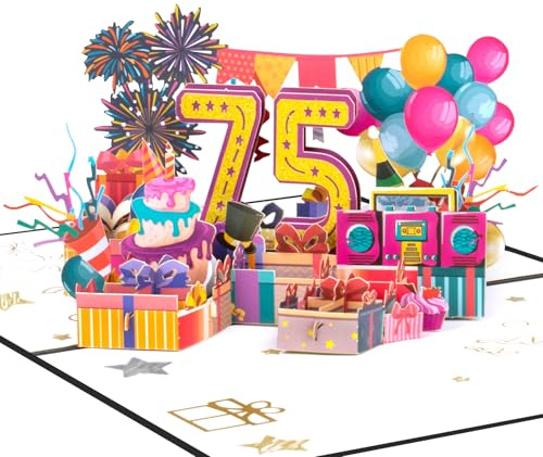 GREETING ART Pop Up Karte 75. Geburtstag, Geschenk Geburtstag,Geburtstagskarte 75. Geburtstag für Mama und Papa Oma und Opa
