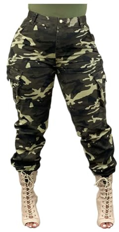 DINGJIUYAN Cargo Pants for Women - High Waist Relaxed Work Walking Pants Sweatpants with Pockets Hiking Trousers Cargo Trousers Green M