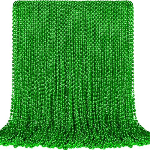 SHAOQINLIN 100 st St. Patricks Day pärlhalsband, 77,5 cm gröna ovala pärlor halsband irländska Saint Patricks halsband för St. Patricks Day Mardi Gras parad kastar bröllop födelsedag pirat fest