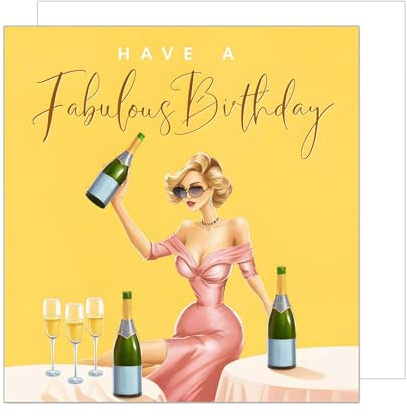 Edition Seidel Premium quadratische Geburtstagskarte mit Umschlag. Glückwunschkarte Have a fabulous Birthday Billet Karte für Frau Freundin Sekt Sektgläser anstoßen (GQ290 SW024)
