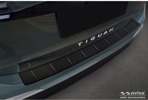 Avisa Matt-Schwarz Edelstahl Heckstoßstangenschutz kompatibel mit Volkswagen Tiguan (CT1) 2024- 'Ribs', Mattschwarz | kompatibel mit Volkswagen Tiguan (CT1) 2024- - Mattschwarz
