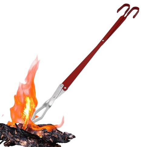 Pinzas para chimenea, pinzas largas para barbacoa al aire libre, pinzas de metal resistentes para asar y asar, pinzas extralargas para la cocina, al aire libre, camping, barbacoa, fogatas