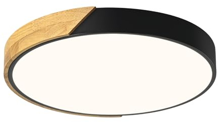 Vikaey Moderne LED Deckenleuchte, Deckenlampe Schwarz Holz, 40cm 36W 4000K | Deckenlampe Rund, Lampe Decke für Wohnzimmer, Schlafzimmer, Büro, Küche, Flur, Kinderzimmer