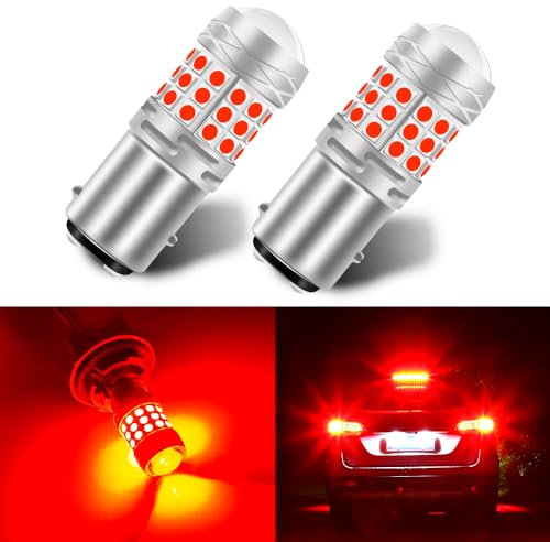 Teguangmei 1157 LED Lampadine Rosso Super Luminosi 3030 42SMD BAY15D P21/5W Freno di Retromarcia Coda Stop Fendinebbia Posteriore Luce di Posizione 12-24V (2 PCS)
