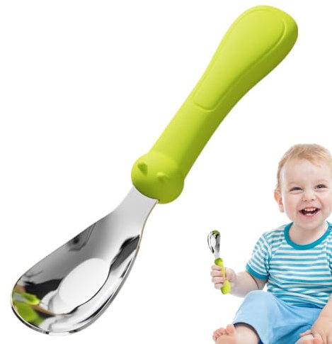 Löffel für Baby,Babylöffel aus Metall,Babylöffel der ersten Stufe mit Silikongriff | Baby-LED-Entwöhnungszubehör, Lebensmittelutensilien aus Edelstahl, Sicherheitsfütterungszubehör