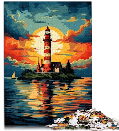 1000-teiliges Puzzle, ikonischer Leuchtturm, Holzpuzzle für Erwachsene für Teenager und Kinder, Puzzlegeschenke für Erwachsene, Größe: 50 x 75 cm