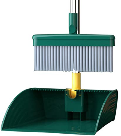 LVUNZJCA Set Scopa e Paletta Set spazzatrice for Capelli Antiaderente Pieghevole a Doppio Scatto for la casa per Spazzare(Verde)
