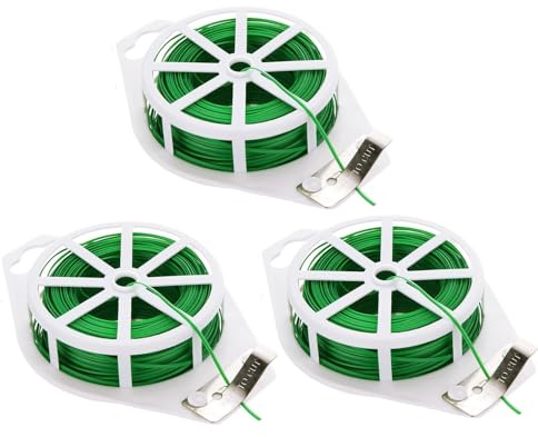 MUNSKT 3Pcs 30M Fil d'acier Plastifié et Flexible pour Guider et Attacher Les Plantes Fil de Liaison pour Plantes Attaches de Corde pour Plantes Grimpantes Moonflower pour Jardinage Potager