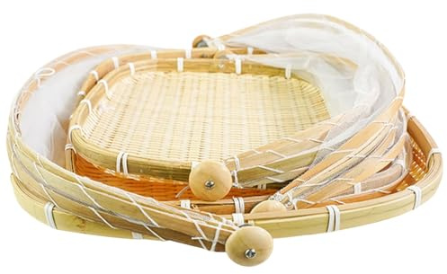 Panier en bambou 3 pièces tente alimentaire en bambou panier à fruits carré de 11/14/16 pouces avec couvercle couvertures alimentaires en maille anti-poussière pour les repas de fruits et légumes