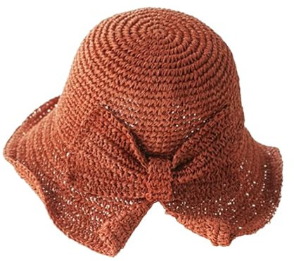Voyageur Hut, faltbar, breite Krempe, Schlapphut für Damen, modisch, gewebte Schleife, Sonnenhut, Sommer, Strandhut für Damen, Mädchen, Strandhut mit Schnur, Orange, Einheitsgröße