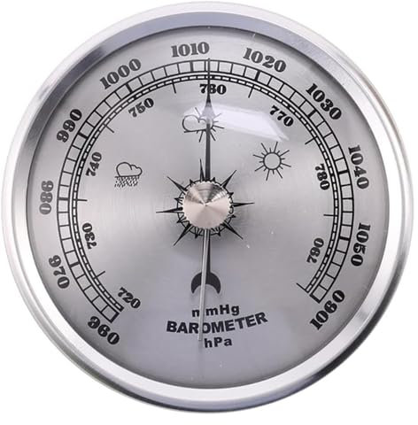 Wetterstation analog, Barometer, Wandmontiertes Metallbarometer for zu Hause, 960-1060 hpa Barometer, einfache Kalibrierung