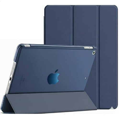 JNS Custodia per iPad Air 2a generazione 2014, A1566 A1567, custodia sottile a portafoglio con retro traslucido, iPad Air 2. (blu)