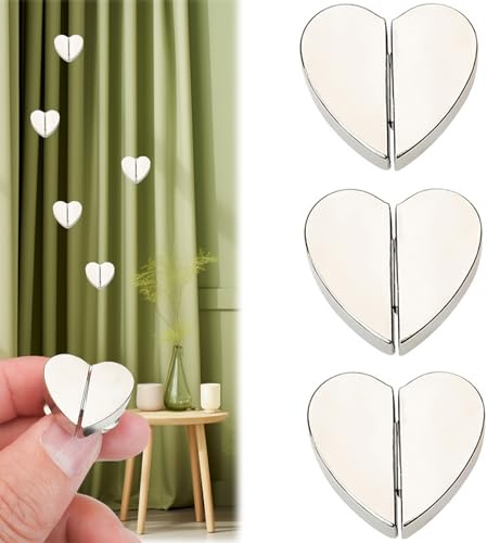 CALLYSONIC Magnetische Vorhang Raffhalter Silber, Vorhang Magnetknopf, Magnete für Vorhänge, Raffhalter für Vorhänge, Gardinen Zubehör für Gardinen Halterung, Vorhang Halter, 3 Paare