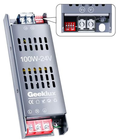 Trasformatore LED 24V 4.1A con Supporto per il Dimming a 4 Livelli, Alimentatore Striscia LED a Bassa Tensione 100W, Trasformatore led ad Avvio Lento con Protezione da Cortocircuito (24V, 100, Watt)