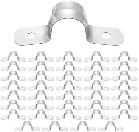 sourcing map Lot de 40 colliers de serrage en U de 14 mm à deux trous en acier inoxydable 304 pour installation de fixation de tuyau, câble, cordon