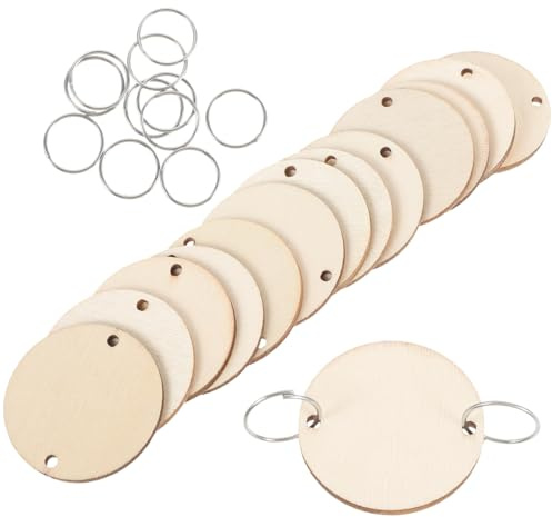 IMIKEYA Lot De 50 Rondelles En Bois Naturel Avec Boucles En Fer Pour Création De Calendrier D'Anniversaire Et Décorations Suspendues